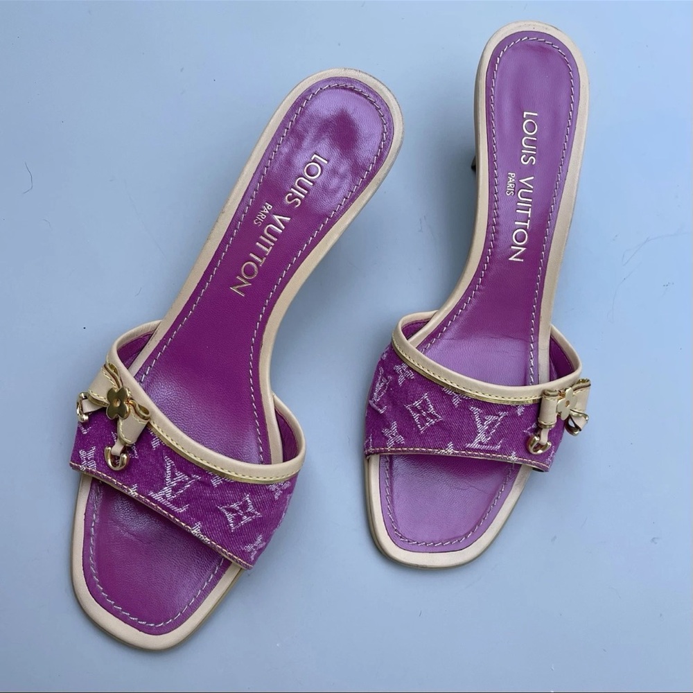 Louis Vuitton pink denim Women's Sandals